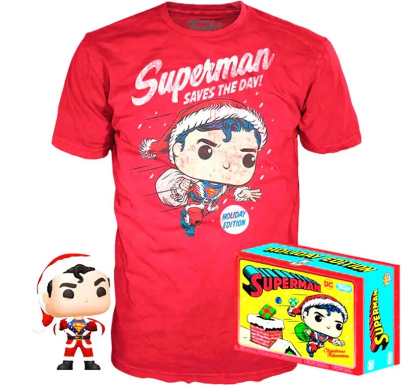 Funko Pop Superman Flocked Exclusive & T-Shirt DC Comics