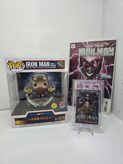 Bundle Funko Pop!, Comics & Card Iron Man With Gantry