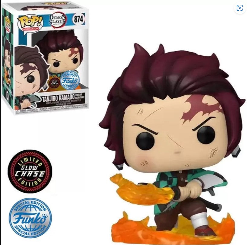 Funko Pop CHASE! Tanjiro Kamado w/Hinokami Kagura Dance (874) Demon Slayer